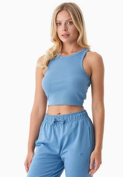 ORGANICATION ORGANICATION SONNIA | Cropped Rib Top aus Bio-Baumwolle, Blue fog, – Produktbild 1 von 4