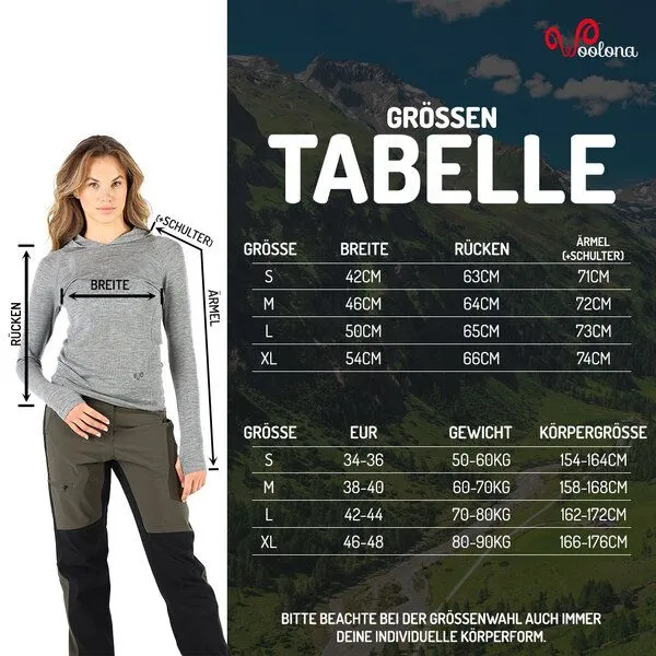 Woolona Woolona Langarm Hoodie - SONATRA - 100% Merinowolle, Rot, – Produktbild 1 von 4