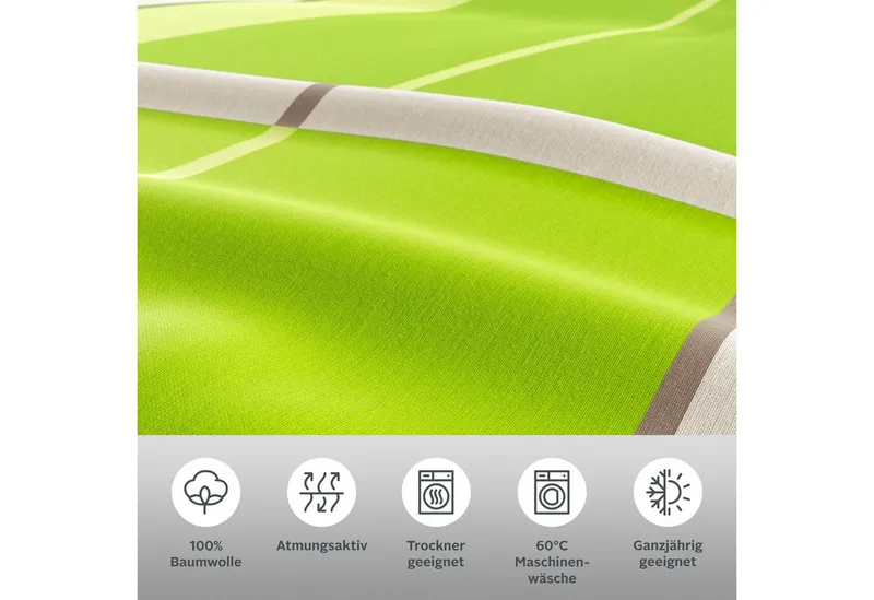 OTTO home Bettwäsche Golfi in Gr. 135x200 oder 155x220 cm, Linon, 2 teilig, sportliche Streifen Bettwäsche aus Baumwolle, Marke H.I.S by OTTO home, Grün, – Produktbild 5 von 6