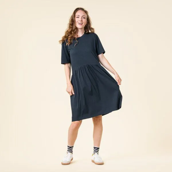 Living Crafts Living Crafts Bio-Damen-Midi-Kleid "ONIKA" mit Rundhalsausschnitt, Ink blue, – Produktbild 6 von 6