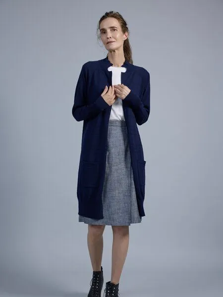 Susan's Fashion Susan's Fashion Strickjacke Marie aus Biomerinowolle, Dunkelblau, – Produktbild 1 von 6