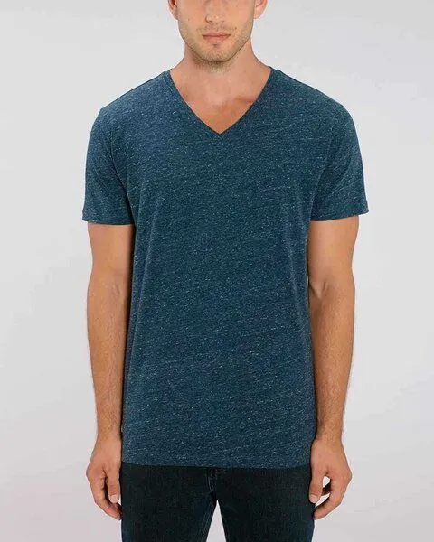 YTWOO YTWOO Männer Bio T-Shirt mit V-Ausschnitt, versch. Farben meliert, Jeansblau meliert, – Produktbild 1 von 4