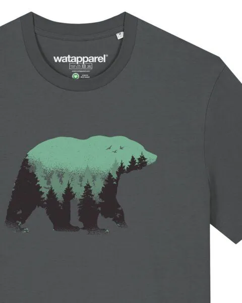 watapparel watapparel T-Shirt Unisex Waldbär, Anthracite, – Produktbild 3 von 3