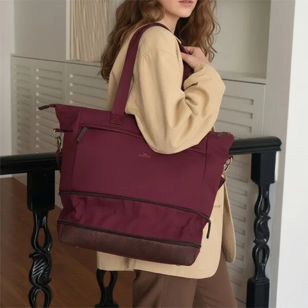 Sperling Sperling Erweiterbarer Shopper "Divided" aus recyceltem PET, vegan, Robin chocolate (rot), – Produktbild 2 von 4