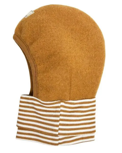 Pickapooh Pickapooh Schlupfmütze Schlüfli Wollfleece-Mütze mit Wolle-Seide-Halsschutz, Caramel, – Produktbild 1 von 3