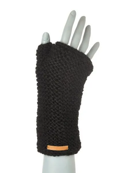short'n'pietz short'n'pietz Schurwollhandstulpen links gestrickt, Schwarz, – Produktbild 1 von 3
