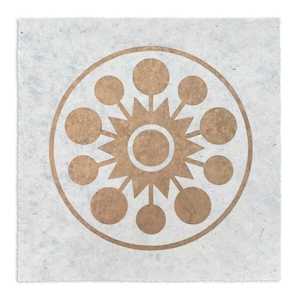 Veskor Cassiopeia Veskor Cassiopeia FALKNER'S CIRCLE Kornkreis Linoldruck | 22 × 22 cm | Gold, Weiss, – Produktbild 1 von 3