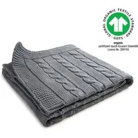 Sonnenstrick Sonnenstrick – Bio Baby-Kuscheldecke "Zopfmuster" (90 x 90 cm) Bio-Baumwolle, Grau, – Produktbild 1 von 1
