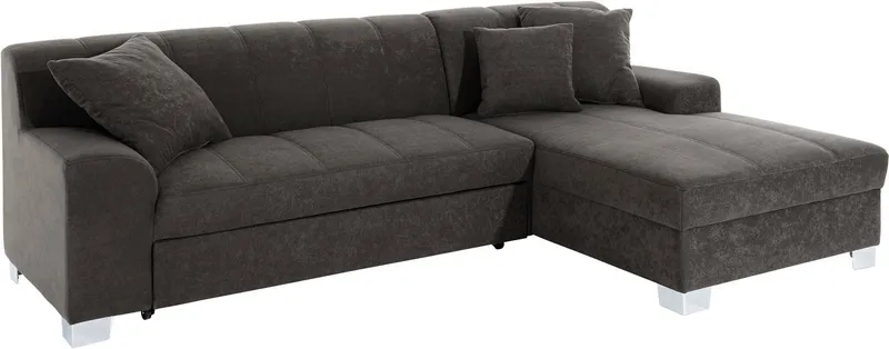 DOMO collection Ecksofa TURAH 239x152 cm, inkl. Zierkissen, moderne Steppung, mit Bettfunktion, Schlafsofa, Unser Dauertiefpreis, Grau, – Produktbild 4 von 8