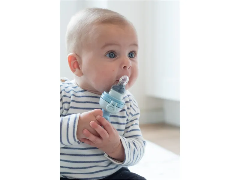 Nuby Nuby Baby Fruchtsauger, Mundstück aus Silikon Maße 19,4 x 7,2 x 4,8 cm, Blau, – Produktbild 2 von 2