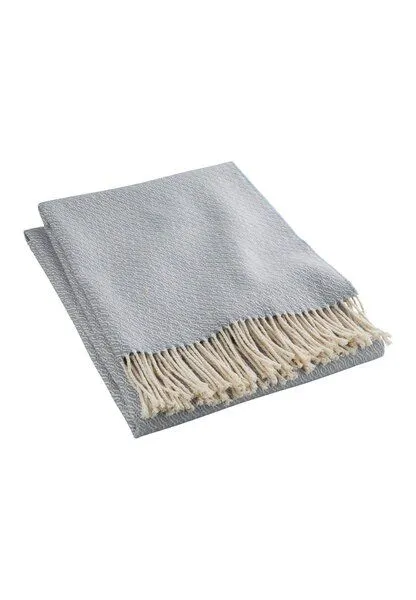 hessnatur hessnatur Mix Plaid LIA aus Bio-Baumwolle mit Bio-Lambswool, Graublau, – Produktbild 2 von 3