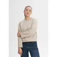 MELA MELA Rollsaum Strickpullover Style GEETHA aus 100% Bio-Baumwolle, Kiesel melange, – Produktbild 1 von 2