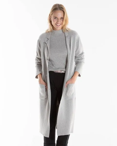Alma & Lovis Alma & Lovis Strickmantel aus Bio-Baumwolle | Knit Coat, Stone (grau), – Produktbild 1 von 4