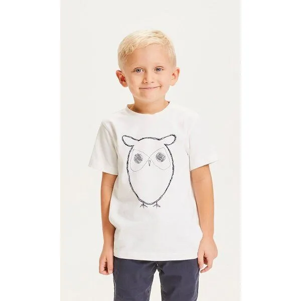 KnowledgeCotton Apparel KnowledgeCotton Apparel Kinder T-Shirt Flax Owl reine Bio-Baumwolle, Weiß (bright white), – Produktbild 1 von 4