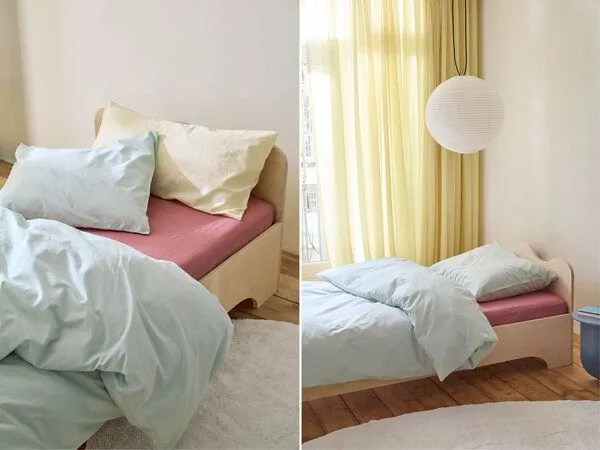 Yumeko Kinderbettwäsche "Yumeko" aus Perkal-Baumwolle, Playful aqua, – Produktbild 1 von 3