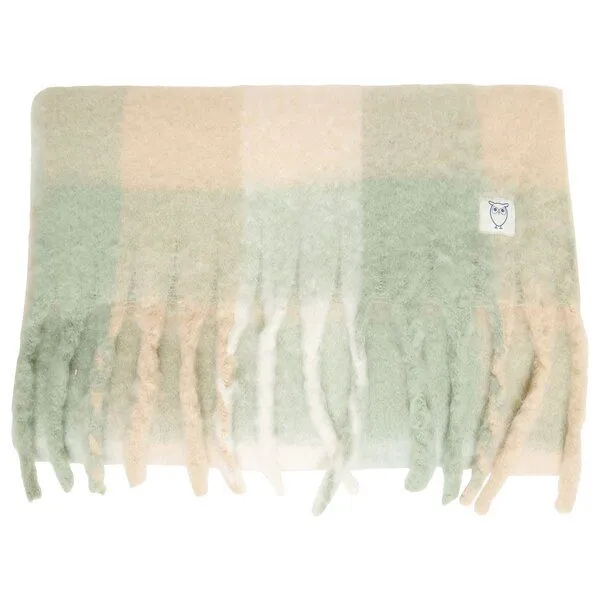 KnowledgeCotton Apparel KnowledgeCotton Apparel Schal Recycled fringe scarf, Light green check, – Produktbild 1 von 2
