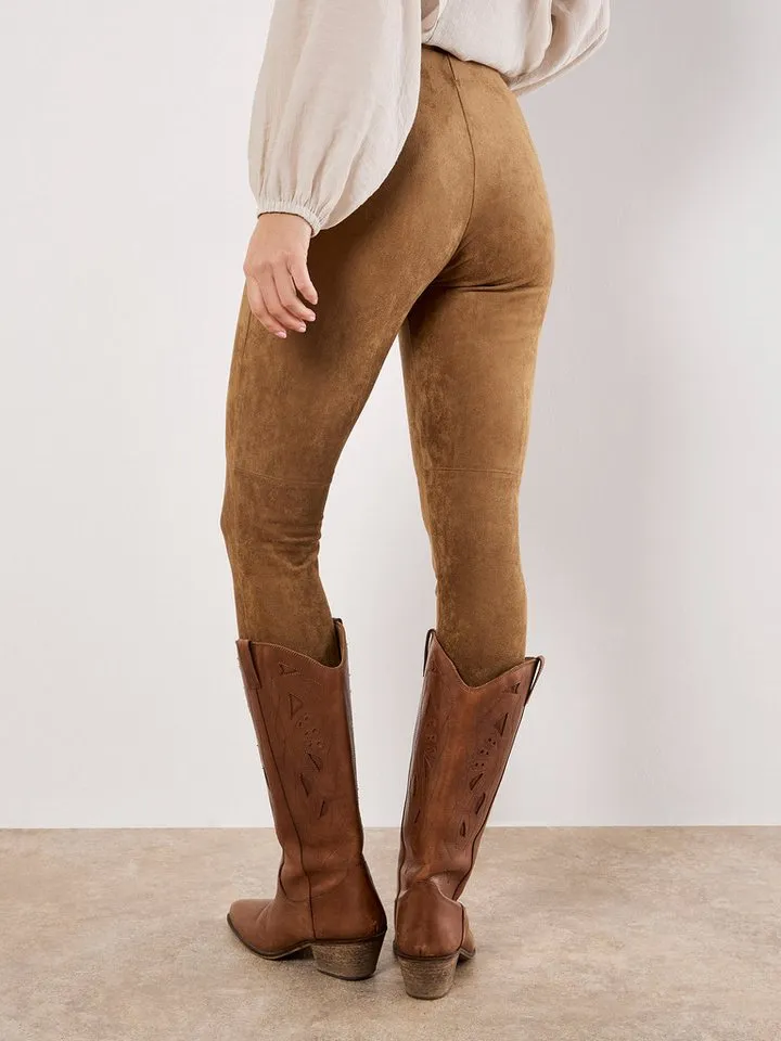 Apricot Apricot Leggings Skinny-Legging aus Veloursleder, Braun, – Produktbild 3 von 4