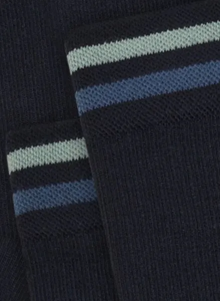 KnowledgeCotton Apparel KnowledgeCotton Apparel Stricksocken COLORBLOCK mit Bio-Baumwolle, Blau-night-sky, – Produktbild 2 von 3