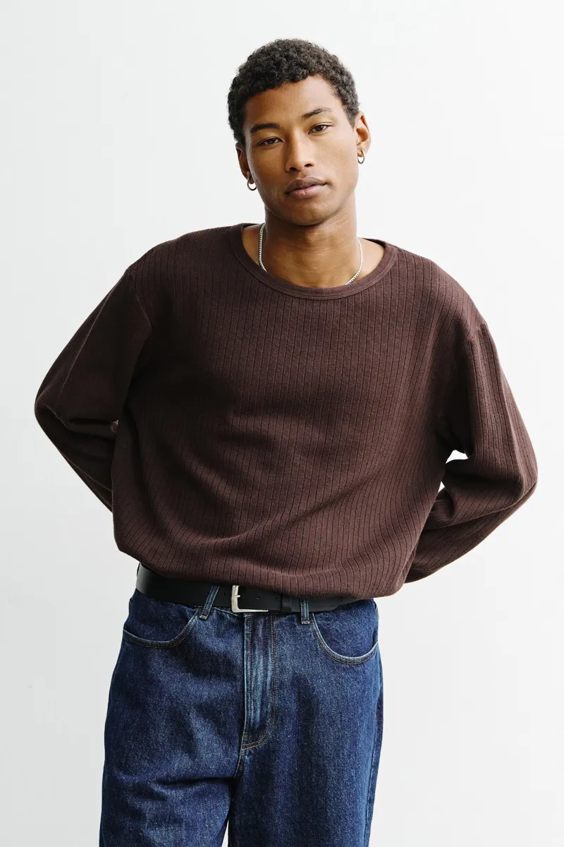 Rotholz Rotholz Herren vegan Langarm Shirt Oversize Braun, Braun, – Produktbild 2 von 2
