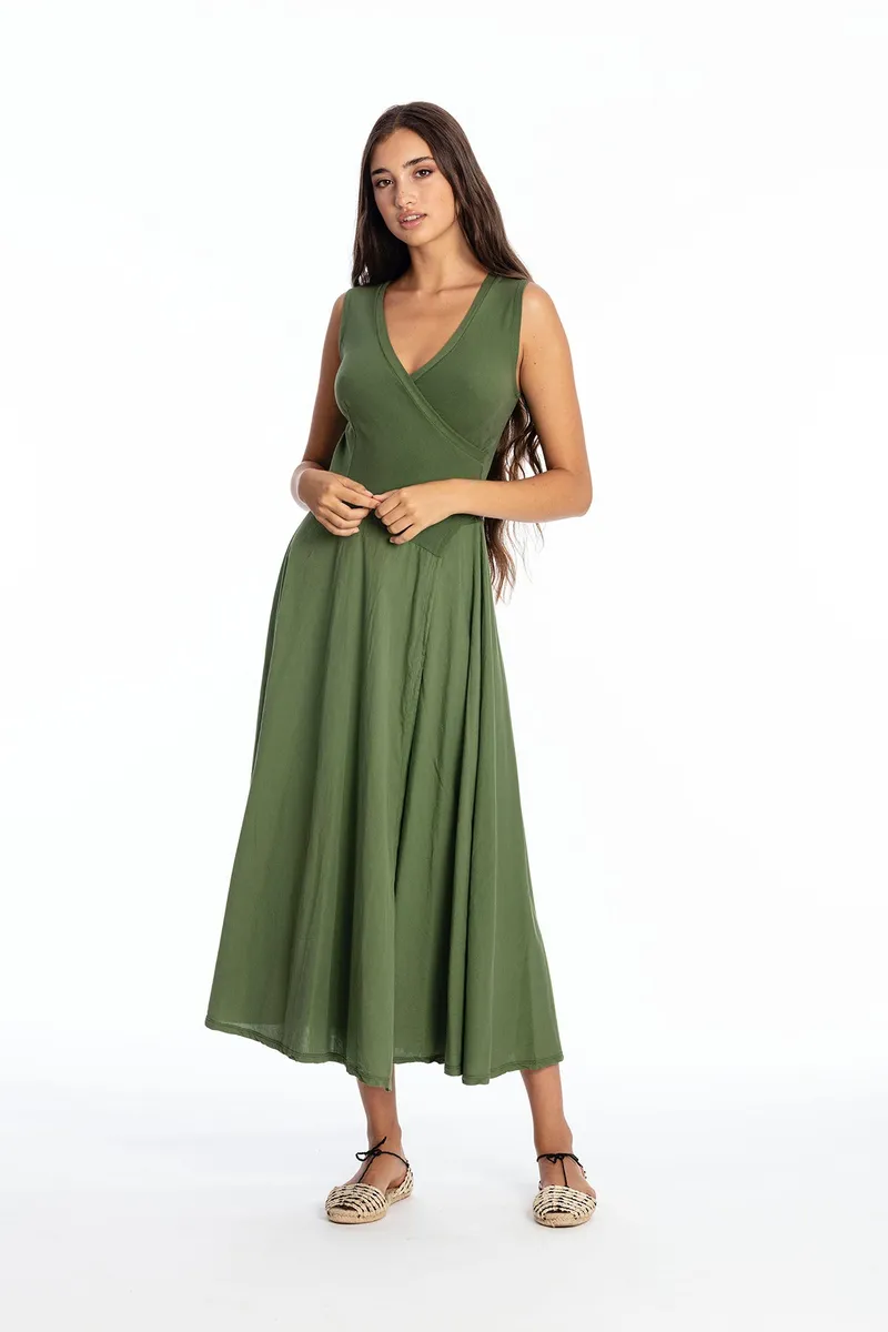 RAVENS VIEW IBIZA RAVENS VIEW IBIZA Damen vegan Ärmelloses Kleid Veronika Waldgrün, Dunkelgrün, – Produktbild 1 von 2