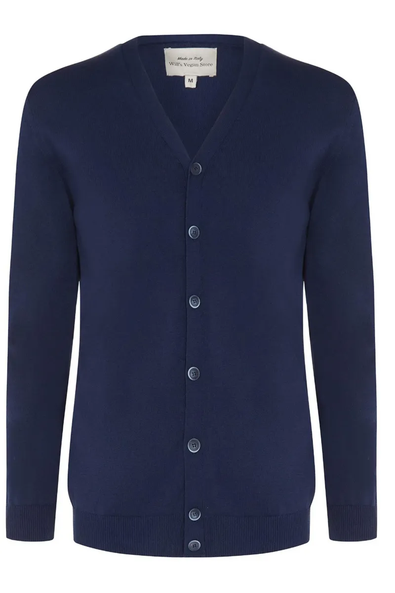 Will's Vegan Store Will's Vegan Store Herren vegan Strickjacke Recycelt Dunkelblau, Dunkelblau, – Produktbild 1 von 2