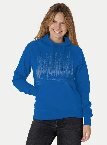 Peaces.bio - handbedruckte Biomode Peaces.bio - handbedruckte Biomode Damen Hoodie Woodland, Königsblau, – Produktbild 2 von 2