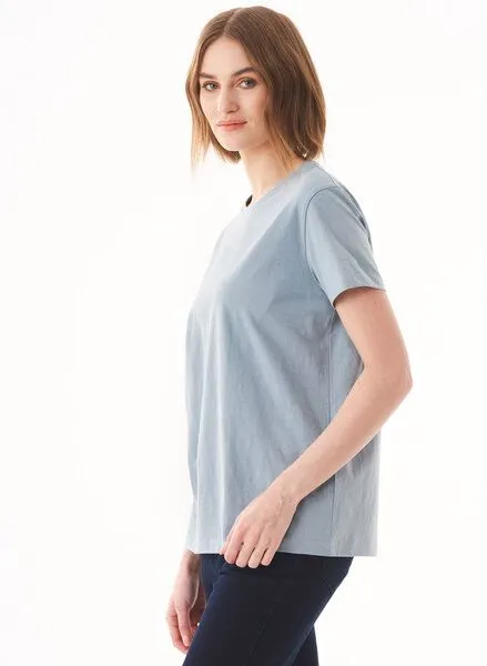 ORGANICATION ORGANICATION Damen Basic T-Shirt aus Bio-Baumwolle, Blau(dusty blue), – Produktbild 3 von 4