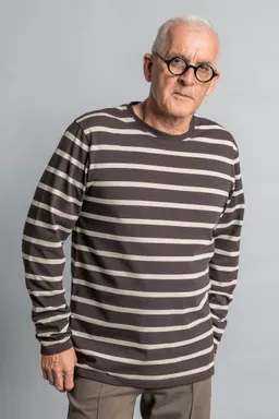 DIRTS DIRTS Herren vegan Langarmshirt Classic Striped In Espresso/Cashew – Produktbild 1 von 1
