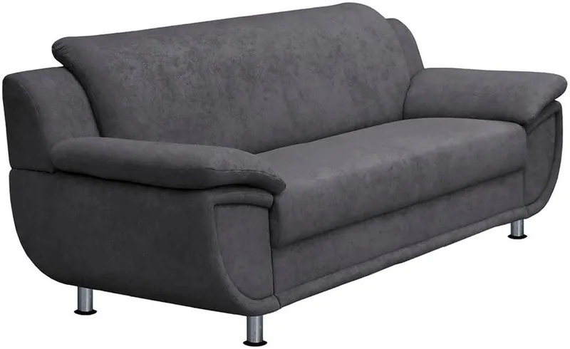TRENDMANUFAKTUR 2-Sitzer Rondo 178 cm, 2-Sitzer, komfortabel, Federkern optional, Chromfüße, Couch wahlweise mit Federkern und in verschiedenen Bezügen bestellbar, Grau, – Produktbild 5 von 8