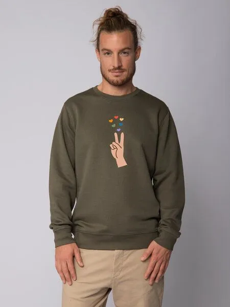 watapparel watapparel Sweatshirt Unisex Spread love, Khaki, – Produktbild 2 von 4
