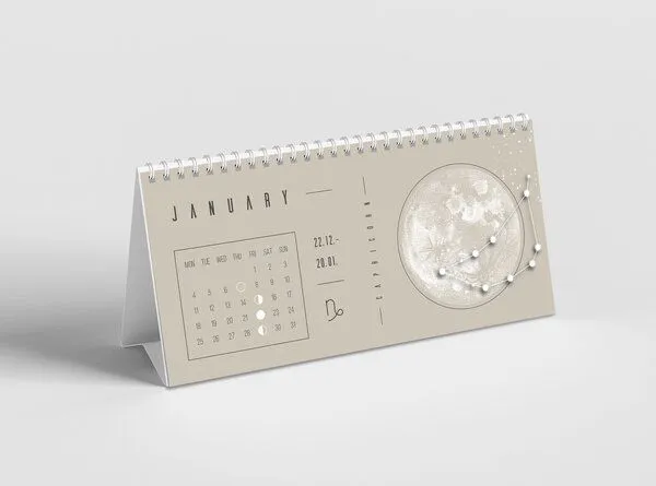 Mondkalender 2027 - Tischkalender - schwarz, beige // ShellyCreates, Sand, – Produktbild 1 von 3