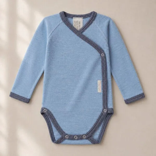 comazo|earth comazo|earth Baby Body aus Wolle-Seide Mix | GOTS zertifiziert, Hellblau-melange, – Produktbild 1 von 4