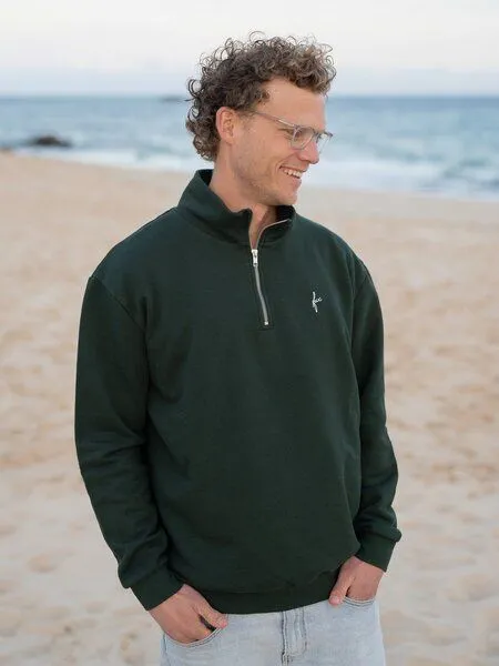 FUXBAU FUXBAU Männer fux Half Zip Sweater, Grün, – Produktbild 1 von 4