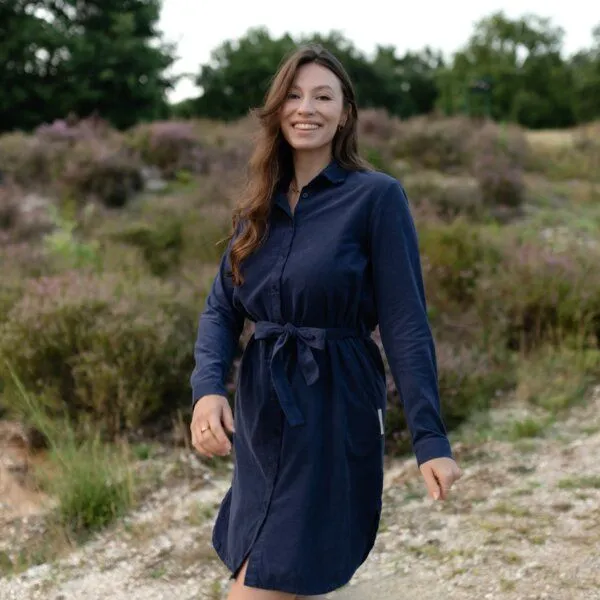 NORDLICHT NORDLICHT Cord Kleid Enna aus 100% Bio-Baumwolle, Blau, – Produktbild 3 von 4