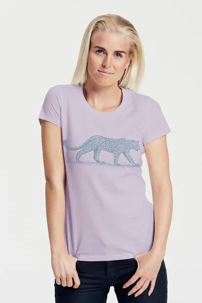 Peaces.bio - handbedruckte Biomode Peaces.bio - handbedruckte Biomode Bio-Damen-T-Shirt "Leopard", Lavendel, – Produktbild 1 von 1