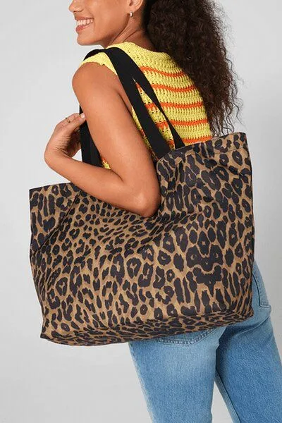 BagBase BagBase Umhängetasche Leopard Print Carryall Bag Schulterriemen Wasserabweisendes Gewebe Shopper Einkaufstasche – Produktbild 2 von 2