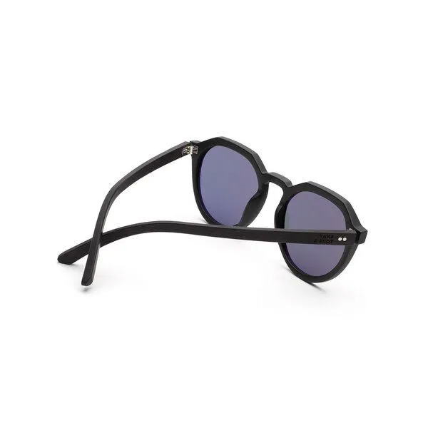 TAKE A SHOT TAKE A SHOT Holz Sonnenbrille für Damen im Panto Design, Schwarz (schwarz/eiche/grau), – Produktbild 3 von 4