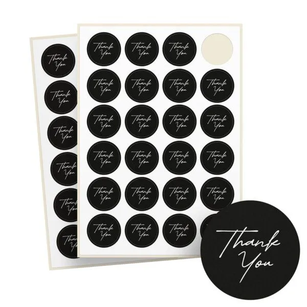 Fines Papeterie Fines Papeterie 24 Aufkleber Thank You mit verschiedenen Motiven rund auf Bogen – Produktbild 8 von 8