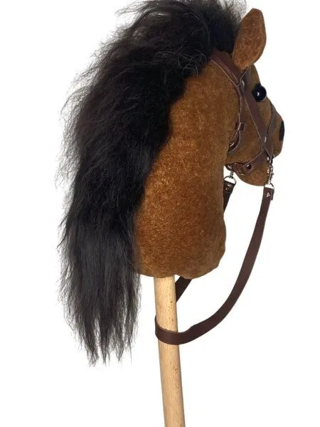 Pat und Patty Pat und Patty Hobby Horse / Steckenpferd aus Baumwollsamt mit einem Gebiss, Dunkelbraun, – Produktbild 4 von 4