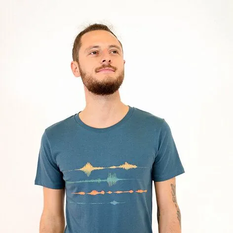 Spangeltangel Spangeltangel T-Shirt "Frequenz", Musik, Schallwelle, Biobaumwolle, Blau, – Produktbild 4 von 4