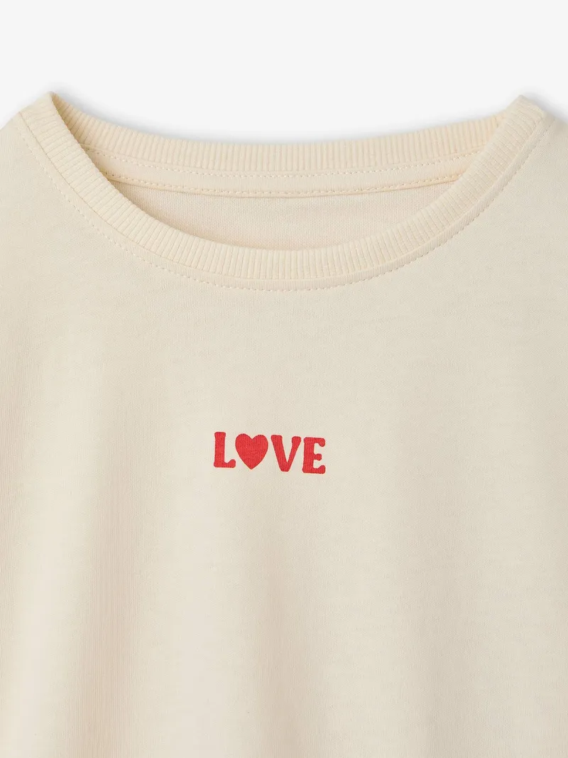 Vertbaudet Shirt mit Schriftzug Mädchen BASIC, Wollweiß, – Produktbild 3 von 4