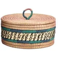 El Puente El Puente Korb mit Deckel | Fair Trade & Handmade aus Bangladesch, Petrol, – Produktbild 1 von 1
