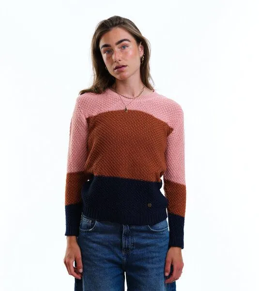 Gary Mash GARY MASH Pullover Lamona aus Biobaumwolle, Blockstreifen (braun), – Produktbild 1 von 4