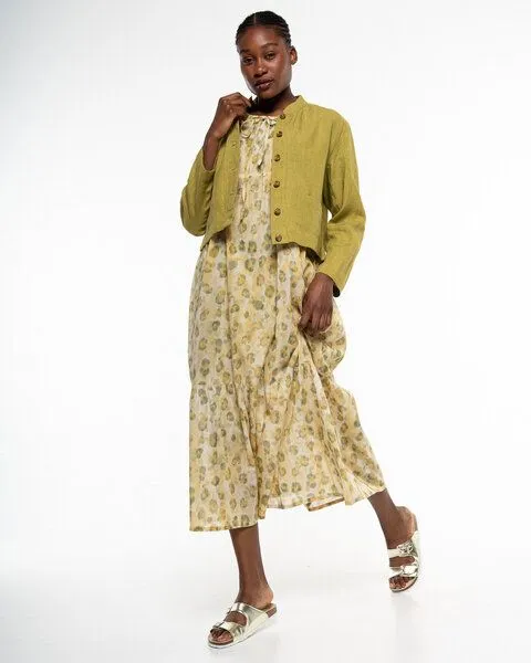 Alma & Lovis Alma & Lovis Lässiger Leinen-Kurzblazer im modern Italian-Look | Leinen Kurzjacke, Golden olive (grün), – Produktbild 2 von 4