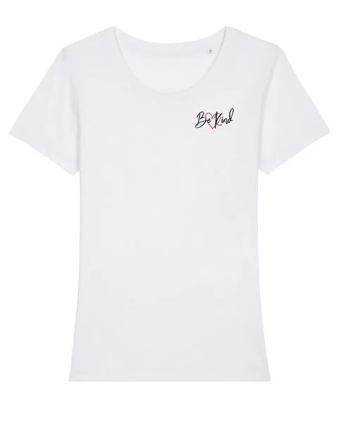 Human Family Bio Damen Rundhals T-Shirt Amorous "Be kind" von Human Family, Weiss, – Produktbild 1 von 2