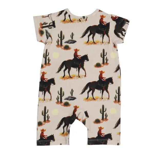 Walkiddy Bio-Baumwolle Kurzarm-Strampler 'The Cowboy' in Beige - Nachhaltig & Allergikerfreundlich von Walkiddy – GOTS zertifiziert – Produktbild 2 von 2