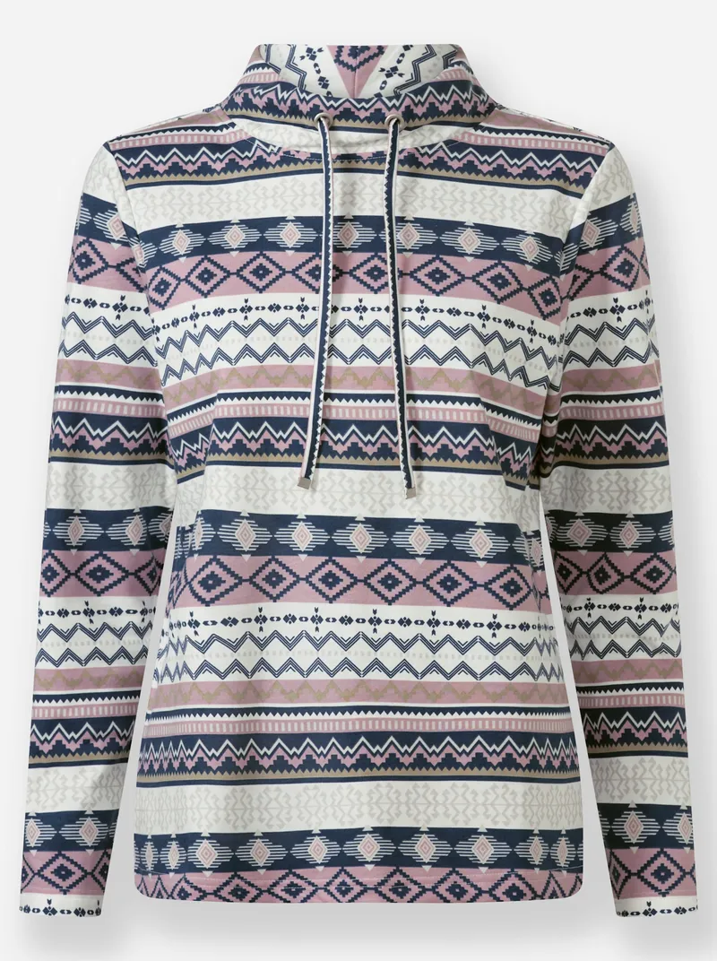 Witt Witt Sweatshirt ecru-mauve-bedruckt, Ecru-mauve-bedruckt, – Produktbild 1 von 2