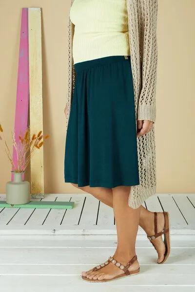 La Gitana La Gitana Luftiger, schwingender Sommerrock „Aurelie“ aus Bio Tencel, knielang., Petrol (blau/grün), – Produktbild 2 von 4