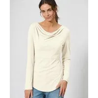 HempAge HempAge Damen Langarmshirt mit Wasserfallkragen Hanf/Biobaumwolle, Natur, – Produktbild 1 von 1