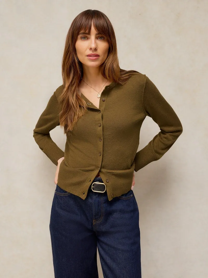 White Stuff Cardigan Lois - 52, Mittelgelbgrün, – Produktbild 1 von 4